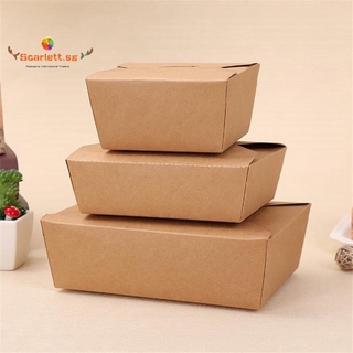100pcs/lot Kraft Square Paper Box Disposable Lunch Box Food Package Takeaway Kraft Paper Box Party Wedding Tableware Oil-proof