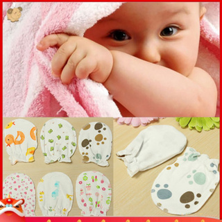 【EY】3 Pairs Soft Newborn Baby Handguard Anti-Scratch Cartoon Cotton Mittens Gloves