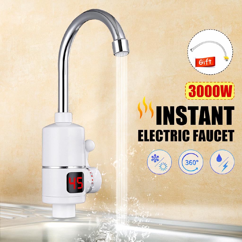 Tankless Instant Electric Hot Water Heater Faucet LED Kitchen Heating Tap