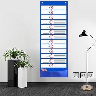 ST❀ Daily Schedule Pocket Chart 26 Double-Sided Reusable Dry-Eraser Cards For Office