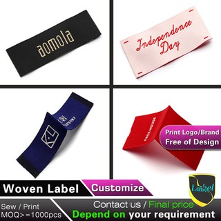 custom made collar label garment label hem tag make sleeves tag print silk cotton clothing label