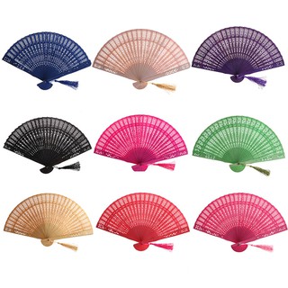 ❀❀ Wedding Hand Fragrant Party Carved Bamboo Folding Fan Chinese Wooden Fan