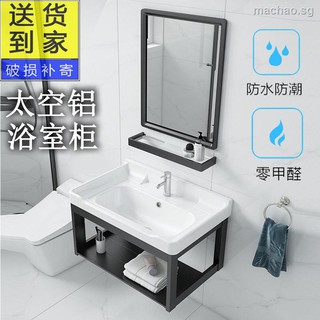 Wall-mounted washbasin ceramic black small apartment bathroom sink, household wash basin combination cabinet
