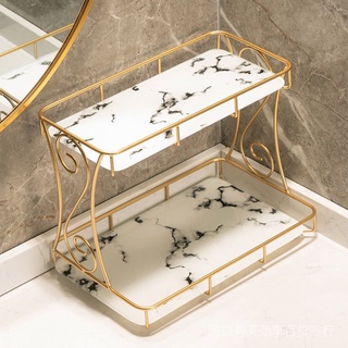 Light Luxury Style Bathroom Shelf Vanity Wrought Iron Desktop Storage Rack Toilet Washbasin Cosmetic