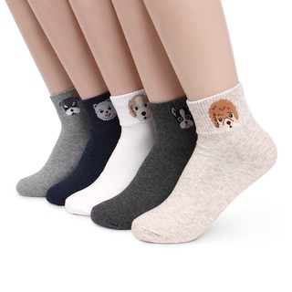 Women's Cute Puppy Quarter Socks (5-pack) MADE IN KOREA JN15