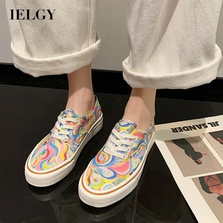 IELGY ins trendy white shoes women low-top canvas shoes Korean style fashion thick-soled color
