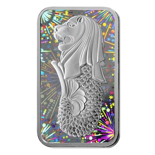 PAMP Radiant Merlion 1 oz 999 Fine Silver Proof-Like Ingot With Hologram