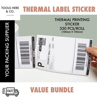 Thermal Printing Sticker Label Roll for Thermal Label Printer 100mm x 150mm (330 label per roll)