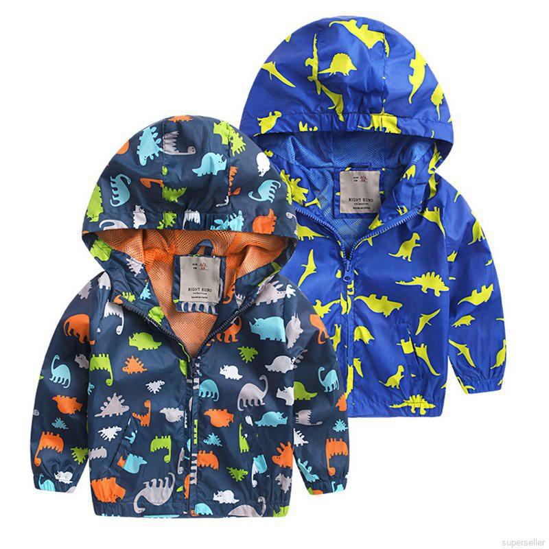 3-7Y Boy Long Sleeve Animal Print Hooded Tops Jacket Coat