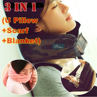[3 IN 1] Travel U Pillow|Scarf|Blanket|Premium Fleece Quality