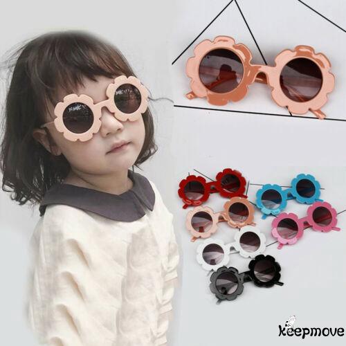 ☽&✰Fashion Sunflower Cute Anti UV Children Round Plastic Sunglasses