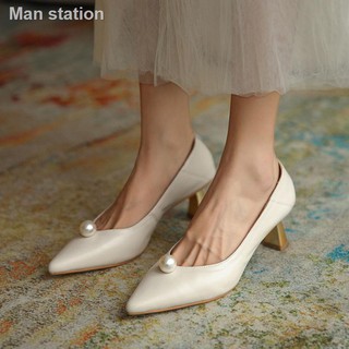 ❇Autumn Korean version of French retro high heels 2020 new ladies pointed toe thick heel small shoes female cat with wedding shoes<