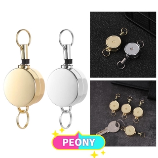PEONY Durable ID Card Badge Holder Practical Belt Clip Retractable Keychain Retractable Reel Portable Stainless Steel Fishing Tools Holder Hot Corrosion Protection Recoil Key Ring Gold/Gold/Gold 1/2/4pcs