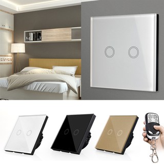 Y602A 2 Gang 433MHz Smart Touch Screen Wall LED Light Switch Panel EU PlugQPDJ