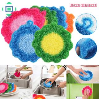 Flower Shaped Dish Scrubber Sponge Non-Scratch Bowls Pan Cleaning Cloth Kitchen Tool