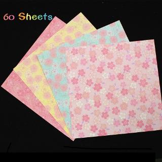 60 Sheets Square Origami Double Sided Floral Papers DIY Kids Folded Paper Craft Scrapbooking