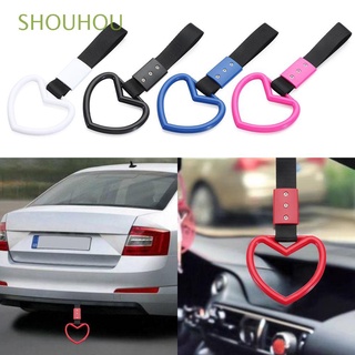SHOUHOU Front Rear Bumper Tow Ring Subway Car Accessory Heart Shape Strap Bus Towing Rope Handle Charm Drift Pull Car Handle Strap/Multicolor