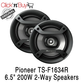 Pioneer TS-F1634R 6.5" Caar Stereo Speakers. 200W. 2-Way. 88dB. Full-range speakers. Dimensions: 4.9 x 6.2 x 5.6 inches.