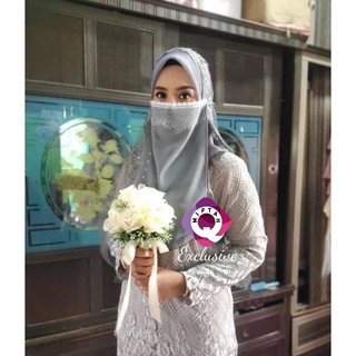 [Shop Malaysia] Purdah Murah 2 layer Blink Diamond Bridal Lace Dark Colour FREE 🎁