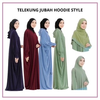 Telekung Jubah Hoodie Style Travel Friendly 9 Colours Ready Stock