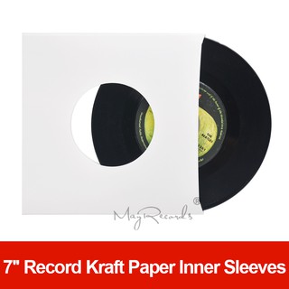 20 High Quality Heavyweight ACID FREE White Kraft Paper Inner Sleeves With Hole For 7'' Record Vinyl