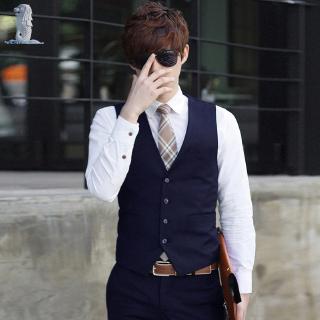 Men Solid Color Waistcoat Slim Fit Single-breasted Business Casual Vest for Spring