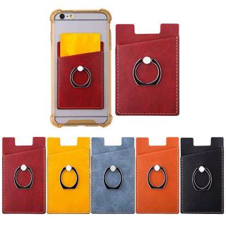 Cell Phone Card Holder Card Pocket with Ring Stand Adhesive Sticker Back