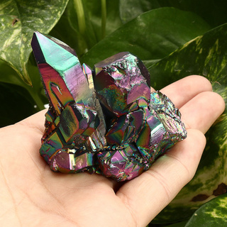 Rainbow Titanium Coated Drusy Quartz Crystal Geode