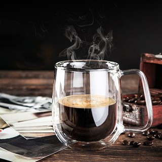 TMR😘Transparent Double Layer Glass Heat Resistant Tea Coffee Mug Insulation Cup