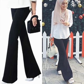 Bootcut Muslimah Pants Slack Elastic Stretch Slim High Waist Plain Palazzo Stretchable Sports Trousers Bootcut Pants