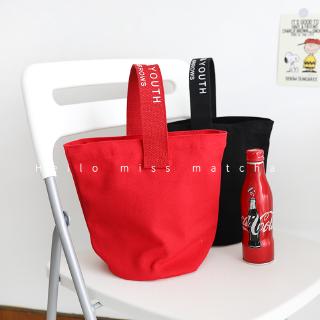 Japanese and Korean Lettered Canvas Handbag Student Handbag Simple Small Fresh Bucket Bag Canvas Bag