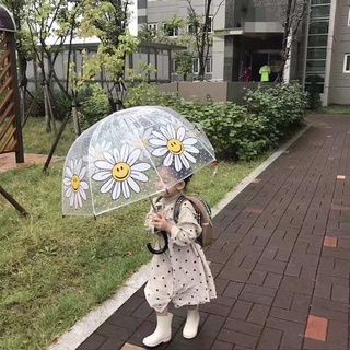 Mom iBaby Ready Stock Kids Korea INS Transparent Umbrella Japanese Style Daisy Windshield Rainproof Student Children Small Fresh Umbrel
