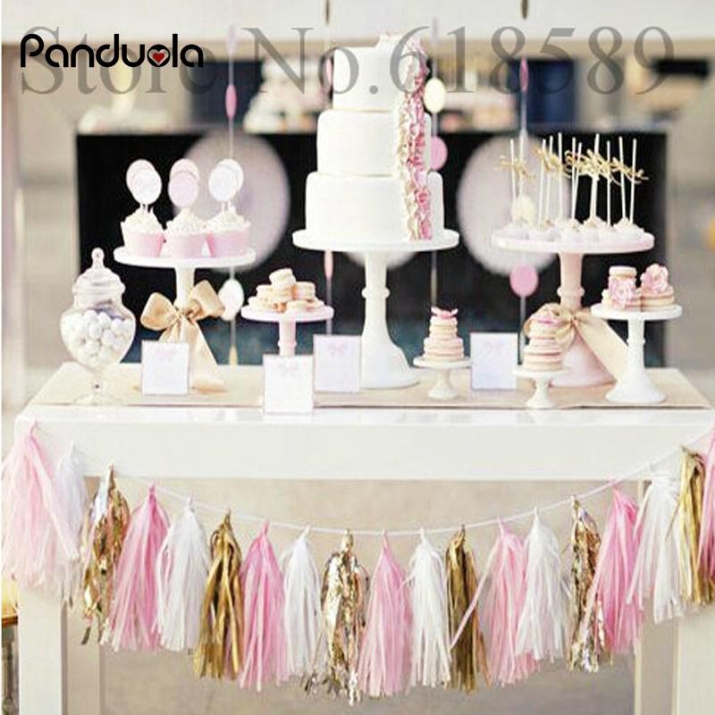 5pcs 14" Tissue Paper Tassel Garland DIY Wedding Birthday Shower Decorations