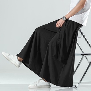 2020New Products in Stock Lightning Delivery Dark Big Horn Samurai Pants Chinese Style Ice Silk Men's Unisex Style plus-Sized Large Size Loose Drooping Casual Summer Fashion