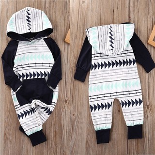 Newborn Baby Infant Boys Girls Romper Jumpsuit Bodysuit Outfit Hooded Clothes