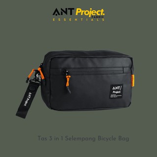 Ant PROJECT - Handlebar Bag TROY 3in Sling - Black Waterproof Bicycle Handlebar Bag