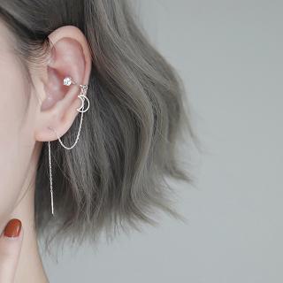 1 Side Moon Earring Long Single Ear Clip Earring Simple TASSEL Ear Liner Fresh And Sweet Inlay Zircon
