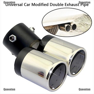 QUEEN✟Stainless Steel Universal Car Modified Double Exhaust Pipe Rear Muffler Tail Tip (1)