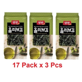 Dongwon YangBan Seaweed Laver with Olive Oil 5g x 3 x 17 Packs Bundle Sale
