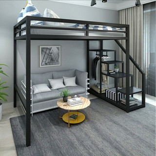 Space saving metal loft bed bunk mini loft samll space smart solution modern interior furniture super single queen size