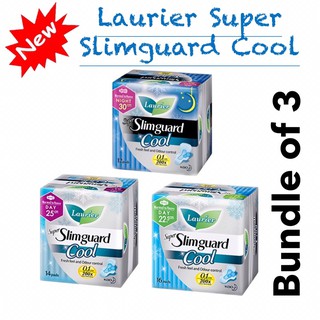 [Bundle of 3]Laurier Super Slimguard Cool Fresh Feel and Odour Control 0.1cm 200x Ultra Absorbent