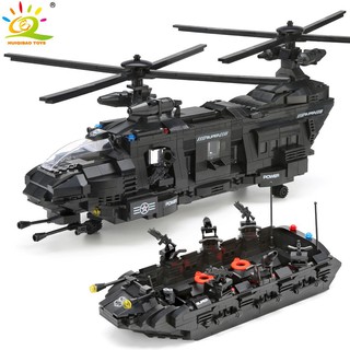 HUIQIBAO 1351pcs Military Army Swat Police Truck Building Blocks Spaceship 8 Figures Helicopter City Bricks Toys for Chi