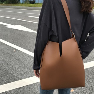 2 in 1 Set Women's Shoulder Bag Korean Style Leather Large Crossbody Bucket Bags