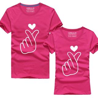 Jersey2 Finger Heart Love Couple T-shirts Family Set Adult Kids Clothes Short Sleeve