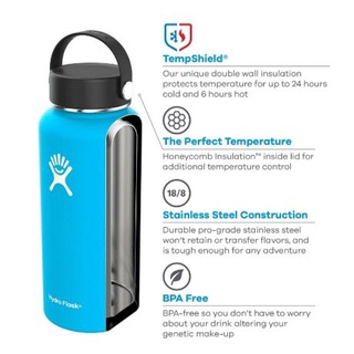 ☊18oz/32oz/40oz Hydro Flask Stainless Steel Vacuum Flask Portable Outdoor Sports Water Bottle BLUEKEY