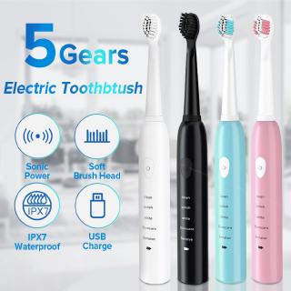 【Electric Toothbrush】Powerful Ultrasonic Sonic Electric Toothbrush USB Rechargeable Tooth Brush Adult Electronic Washable Whitening Teeth Brush (1)