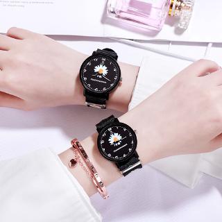 Ins Style Korean Watch G Gragon Small Daisy Simple Design Canvas Strap Detachable Charm Quartz Jam Tangan Couple Watches