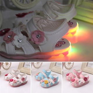 Flower with light female baby sandals
