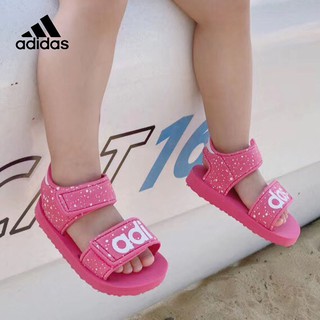 Adidas baby kids sandals lightweight beach Original classic 3-strips Adjustable Velcro children breathable slip-ons easy-wear shoes for 2,3,4,5,6years old soft bottom EVA non-slip comfortable Boys Girls causal slippers *Ready Stock*