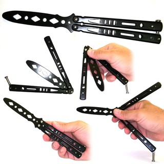 [Shop Malaysia] Butterfly Folding Blade training Practice Stainless Steel Balisong D Black 2